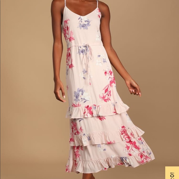 Lulus Dresses & Skirts - 💖BOGO FREE NWT Lulu’s Feeling the Frills Light Pink Floral Maxi Sundress Dress